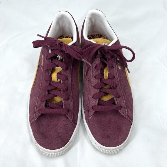 Puma Suede Classic XXI Grape Wine / Dandelion Yellow / White Sneakers - Picture 2 of 7